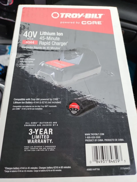 Genuine Troy-Bilt Core 40V Lithium Ion Rapid Battery Charger Model 4044