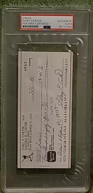 PSA/DNA ENCAPSULATED HOF Gary Carter CANCELLED SIGNED Check Auto Authentic METS