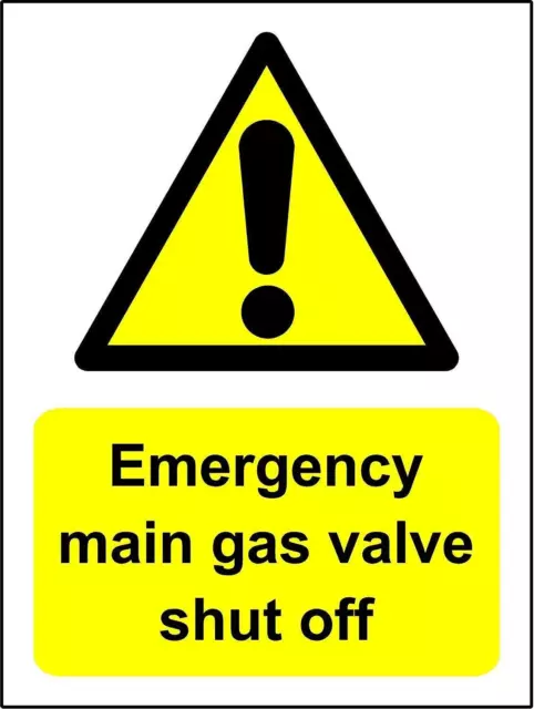 Mains gas shut off safety sign