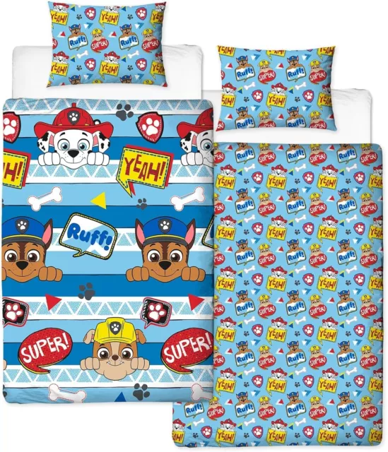 Single Bed My Paw Patrol Peek Duvet Cover Set Super Dogs Rubble Marshall Chase