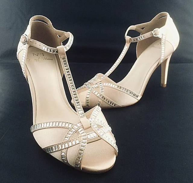 Jenny Packham No.1 'Pasha' Light Pink Jewelled Stiletto Heel Sandals Size UK 4