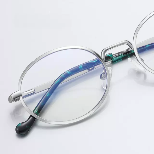 Women Retro Metal Oval Eyeglass Frame Men Anti-Blue Light Glasses Frame E 3