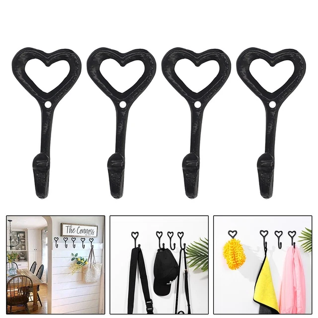 Premium Black Iron Hooks for Bathroom Kitchen Office Shabby Chic Style