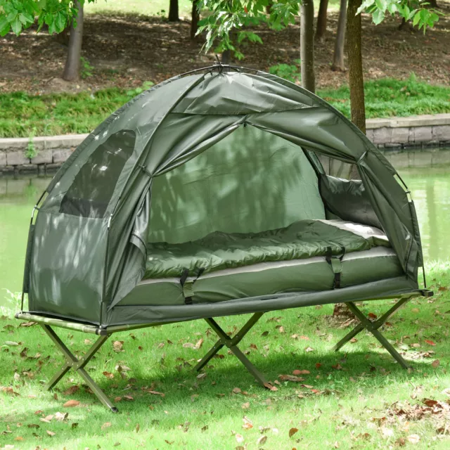 Tienda domo plegable para exteriores para 1 persona senderismo campamento cuna con saco de dormir nueva 2