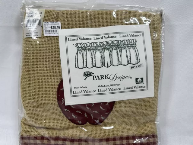 Set of 2 Burlap Apple Valance with Red Plaid Border (60”x14”) Set of 2 Burlap Apple Valance with Red Plaid Border (60”x14”)
