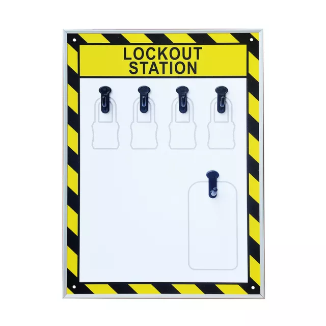 STON 5 Hooks Security Lockout Station for Safety Padlocks,Unfilled, Station Only