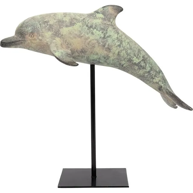 Figur Delfin Auf Ständer Delphin Antik Stil Seefahrt Deko Kneipe Pub Maritim Neu