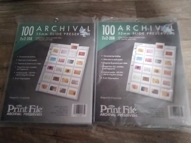 LOTE de (2x) Archivos de impresión Carga Superior Soporta 20 extensiones 35 mm 100 paquetes 2X2 20B Sellados