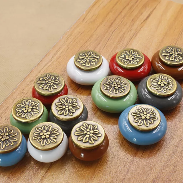 Antique Ceramic Knob Round Cabinet Drawer Handle Cupboard Room Door Pull Home