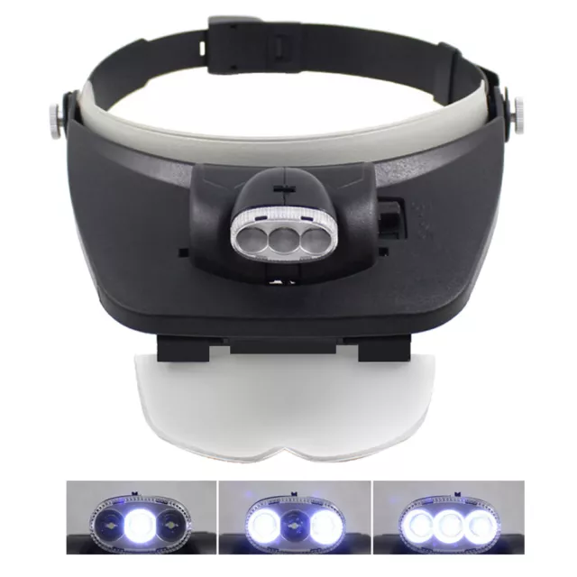 Bandeau dentaire binoculaire loupe 4 lentilles loupe dental avec 3 LED lumière 2