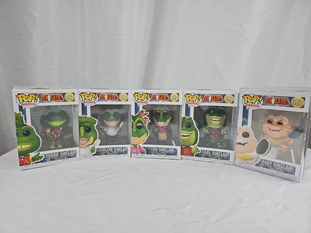 Funko Pop Tv Dinosaurs Set Baby Sinclair Robbie Earl Fran Charlene W/Protector