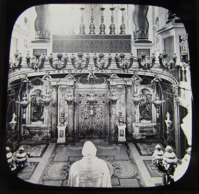 Glass Magic lantern slide THE VATICAN CONFESSIONAL & TOMB C1890 ITALY ROMA ROME