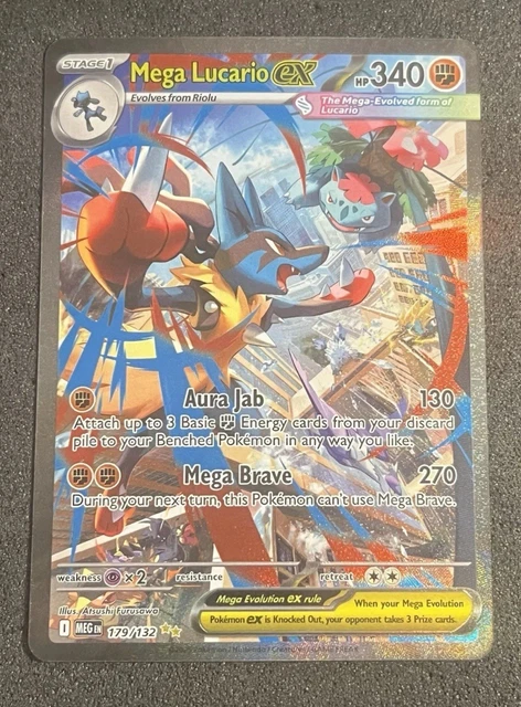 POKÉMON CARD 2025 Mega Lucario Ex Sir Full Art 179/132 Mega Evolution ...