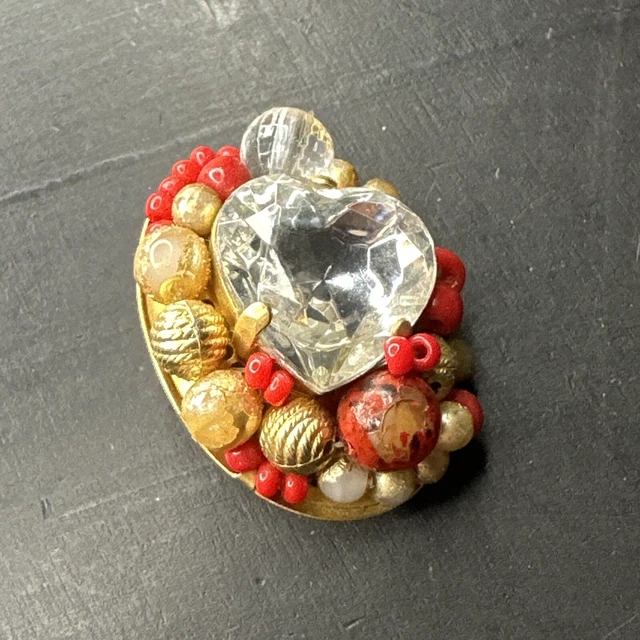Broche Ancienne Art Déco – Oiseau émaillé – Plaqué Or 18k (750) – Créateur
