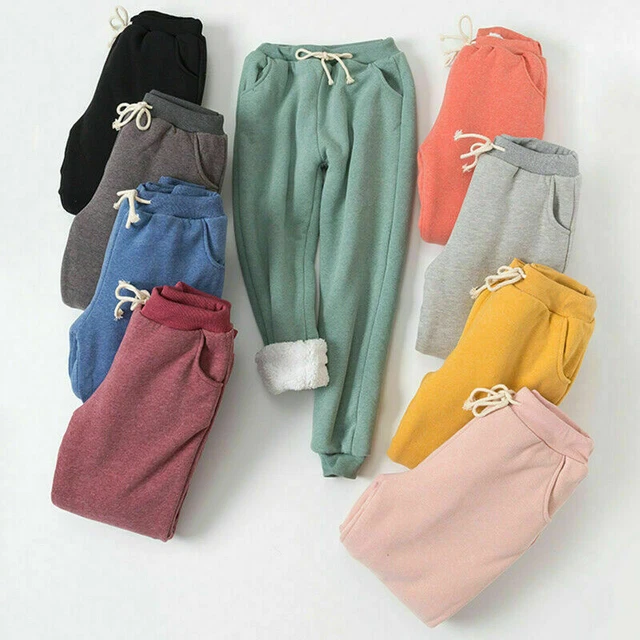 Womens Warm Sweat Pants Sherpa Lined Fleece Lining Joggers Jogging Trousers1
