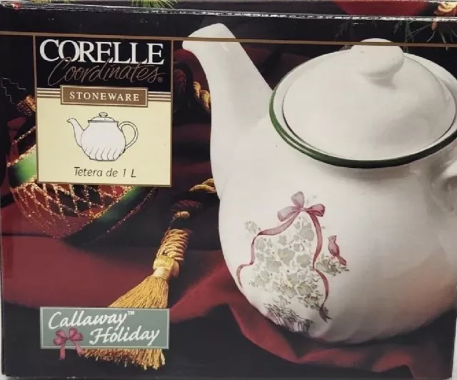 Corelle Callaway Holiday Coordinates 1 Quart Teapot New In Box 1999