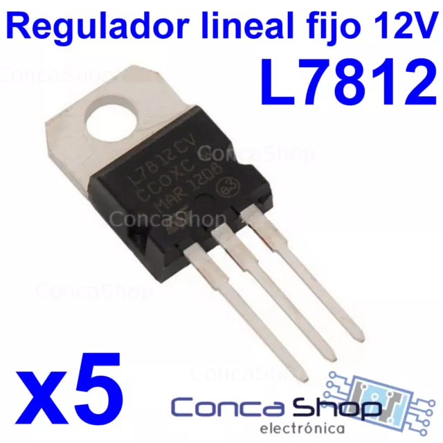 L7812Cv - Lote De 5 - Regulador De Tensión Fijo 12V 1.5A  Lm7812 7812 To-220