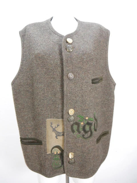 Münchner Strickmoden braun Hirschhornknöpfen Herren Weste Trachtenweste Gr.52