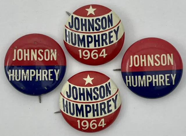 LBJ Lyndon B Johnson Hubert Humphrey Campaign Buttons Pinback 1964