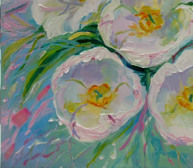 WHITE TULIPS 24X24" Spring Flowers Hand Painted by Nadia Bykova Realism Flowers 3