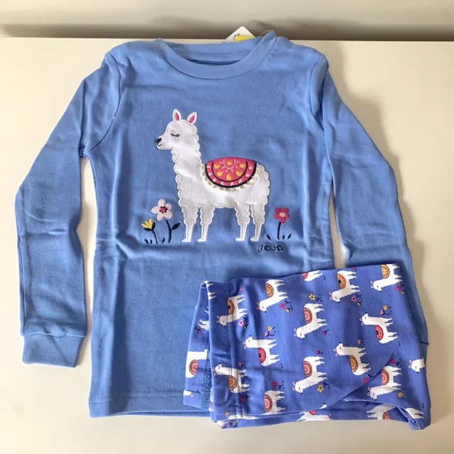 NEW Jojo Maman Bebe Embroidered Llama pajamas set long sleeves 5-6 years