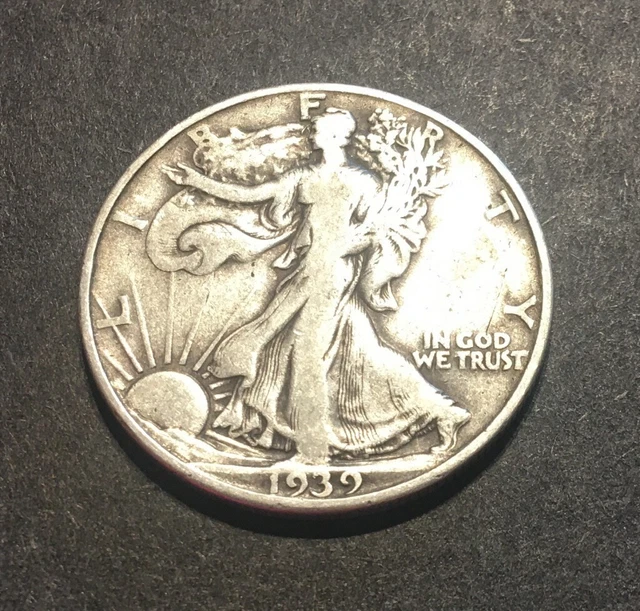 1939 D Liberty Walking Half Dollar 90% Silver circulated in very good condition