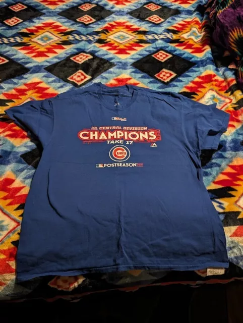 Chicago Cubs Short Sleeve T-shirt 2017 Central Division Champs Blue Size XL