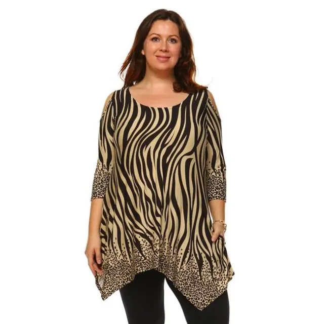 White Mark PS1305-01-3XL Womens Plus Size Antonia Cut-Out Shoulder Tunic Top ...