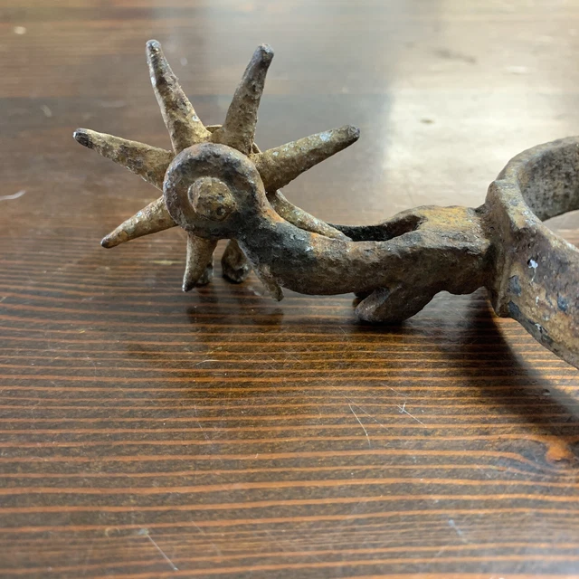 Vintage Spur Cowboy Spur 8 Point Rowels Unmarked Single Spur MUST SEE 3