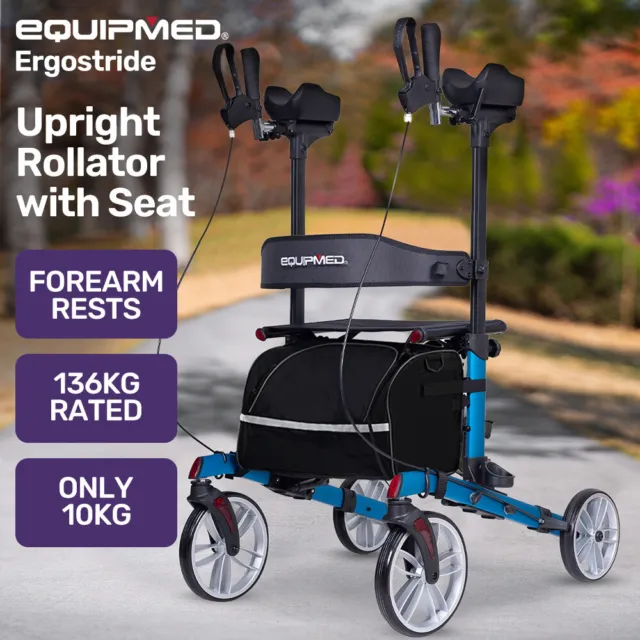 EQUIPMED Upright Rollator Walker with Forearm Support Rests Mobility Aid