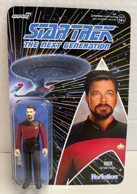 Super 7 Star Trek the Next Generation 4" Riker Action Figure MOC ReAction 2021