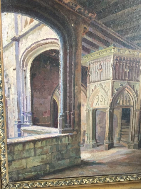 TABLEAU IMPRESSIONNISTE/HUILE SUR Toile/Interieur de Cloitre/Signé G.H