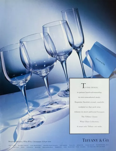 1995 TIFFANY & CO Wine Glass Collection A Toast Only Tiffany Can Make PRINT AD