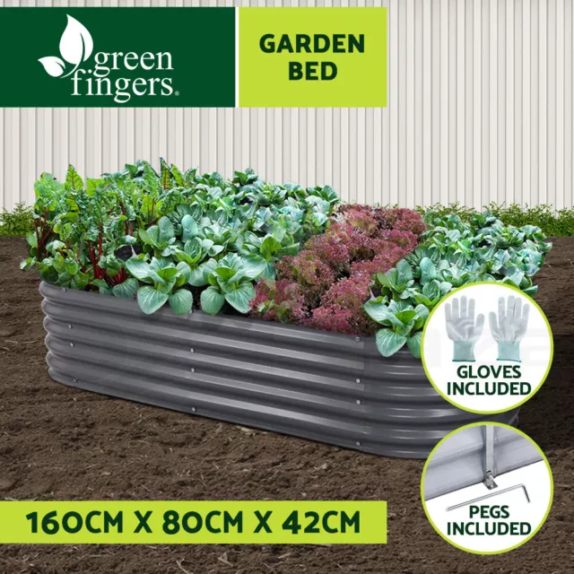 Greenfingers Garden Bed 160X80X42cm Oval Planter Box Raised Container Galvanised