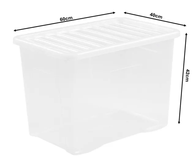 [Set of 3] Crystal Clear Storage Box with Lid Stackable Plastic Container Boxes