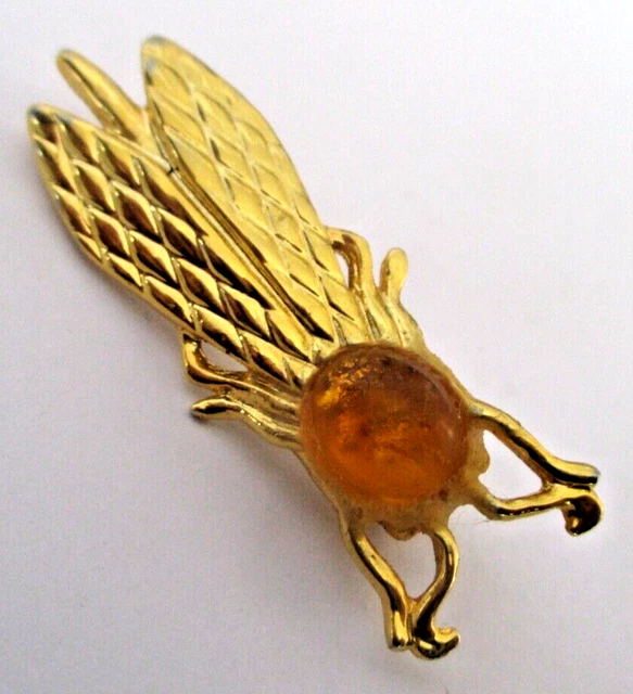 Broche Vintage Or Avec Cabochon émail Noir Et Cristal Diamant - Modèle 5133 - Occasion