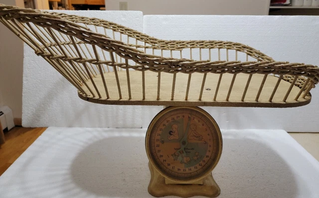 Baby Nursery Weight Scale Wicker Basket Vintage BABY Shower Decoration