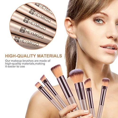 HEYMKGO Pennelli Make Up professionali Set di 15 pennelli trucco champagne se... 3