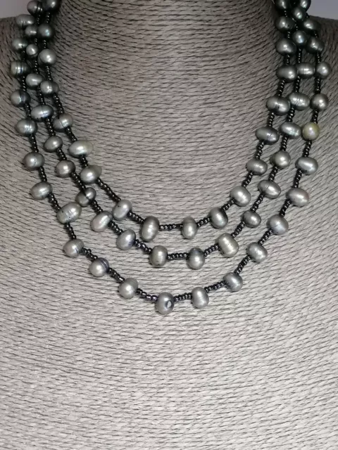 CULTURED FRESHWATER PEARL Necklace Baroque M&S Multistrand 665 £18.00 ...