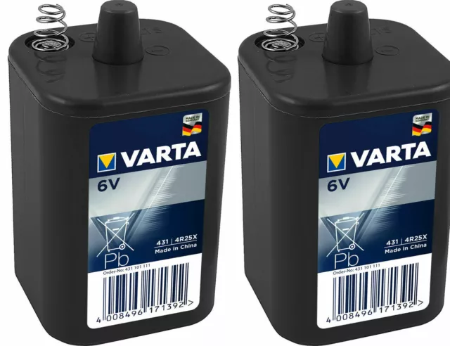 2 x Varta V431 4R25 6V 8500mAh Blockbatterie Zink Kohle Baustellenleuchte