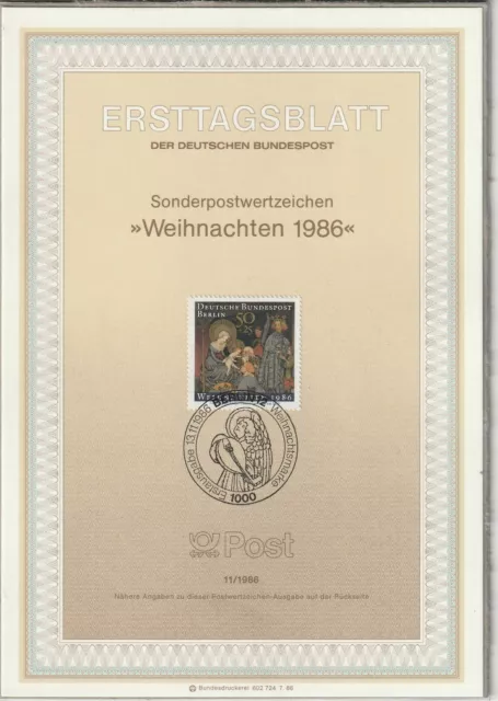 Ersttagsblatt ETB 11/1986 - "Ortenberger Altar" Weihnachten 1986 - Bundespost