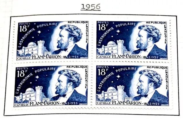 Camille Flammarion Astronomo QUATTRO BLOCCHI FRANCIA FRANCIA BLOCCO DI 4 FRANCOBOLLI