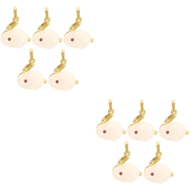 10 Pcs Jade-Kaninchen-Anhänger Legierung Schmuckzubehör