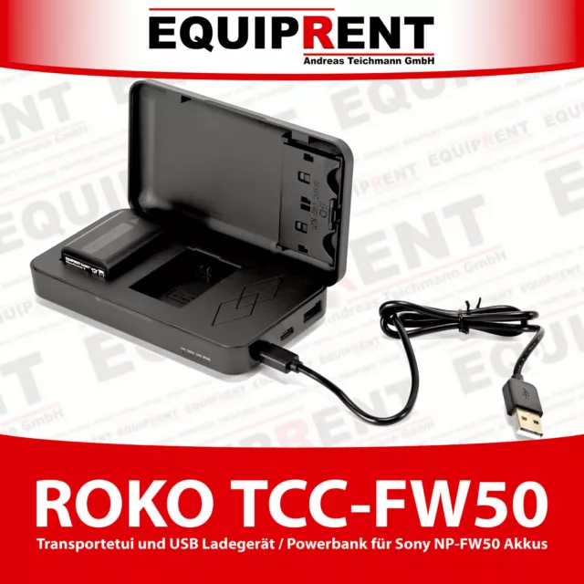 ROKO TCC-FW50 Maleta de Transporte, USB Cargador para Sony NP-FW50 Y Powerbank