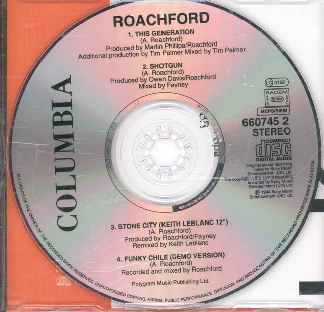 Cd1 ROACHFORD THIS GENERATION CD Europe Columbia 1994 Single. CD1 6607452 ...