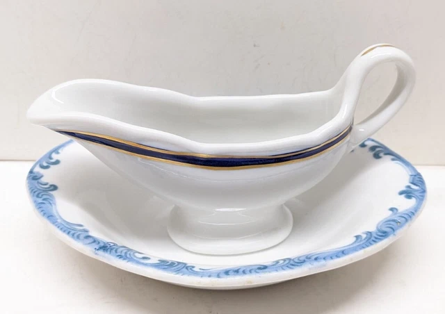 Union Pacific Railroad "The 49er" Lamberton Scammell blue gravy boat and Bowl