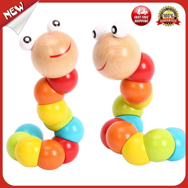 es Kids Puzzle Educational Wooden Toys Flexible Fingers Twisting Colorful Worm T