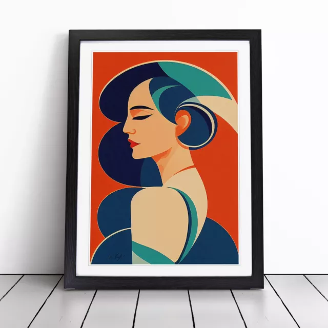 Woman In Art Deco No.2 Wall Art Print Framed Canvas Picture Poster Decor