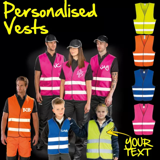 PERSONALISED AND PLAIN High Visibility Reflective Safety Work Vest Hi Viz Wear