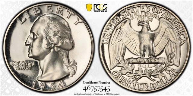 1954 P Quarter Dollars Silver Coinage PCGS PR-65